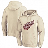 Men's Customized Detroit Red Wings Cream All Stitched Pullover Hoodie,baseball caps,new era cap wholesale,wholesale hats